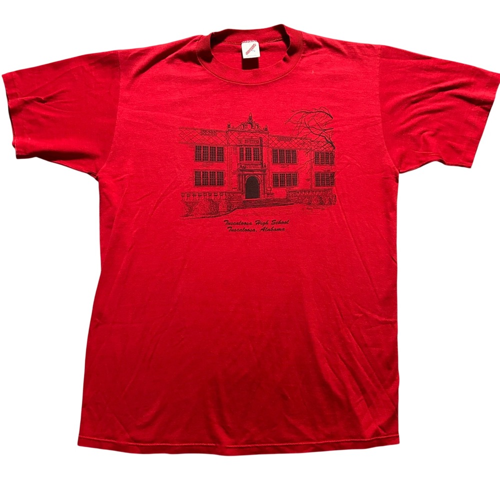 Jerzees T-Shirt Mens XL Red Tuscaloosa High School Alabama Graphic Single Stitch